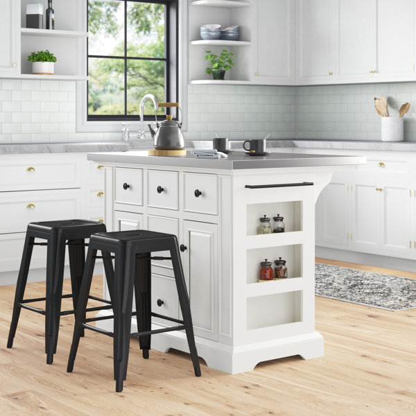 Three Posts™ Diamondback 50'' Wide Kitchen Island Set with Stainless